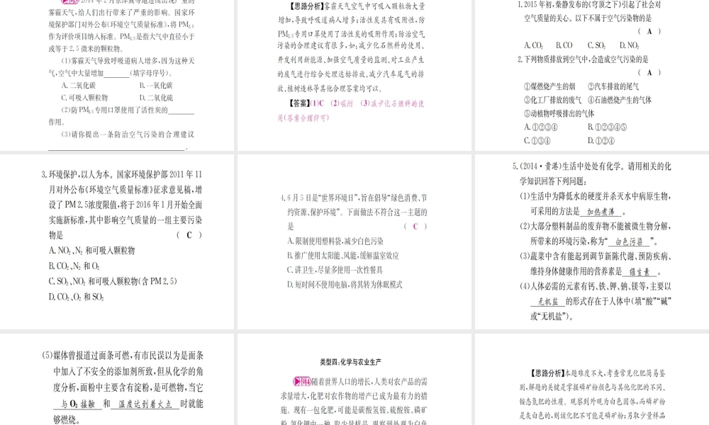 （广西专版）中考化学 第二篇 专题突破 热点二 化学与社会课件-人教版初中九年级全册化学课件