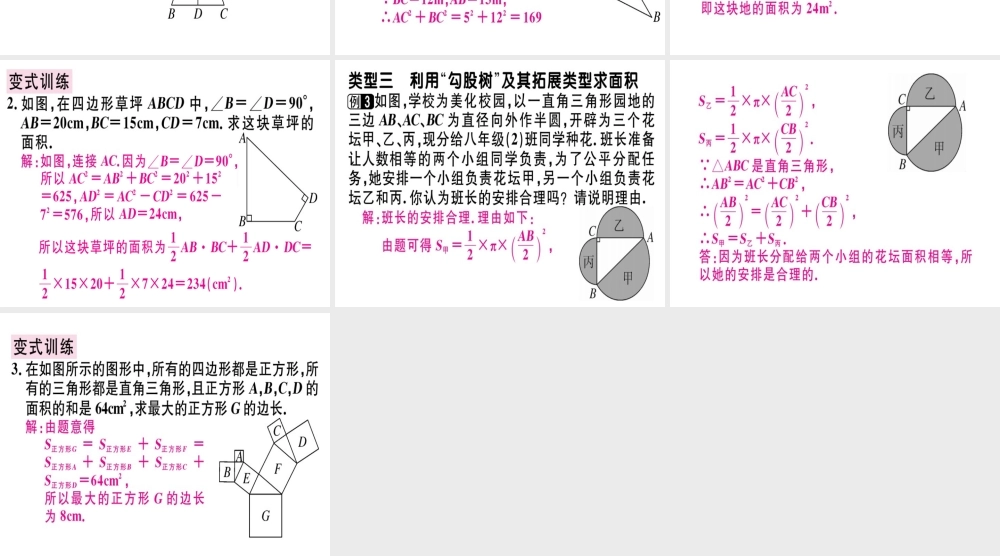 （广东专级数学上册 微专题 勾股定理与面积问题期末热点习题讲评课件 （新版）北师大版-（新版）北师大级上册数学课件