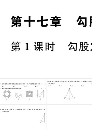 （广东级数学下册 第十七章 勾股定理 第1课时 勾股定理习题课件 （新版）新人教版-（新版）新人教级下册数学课件