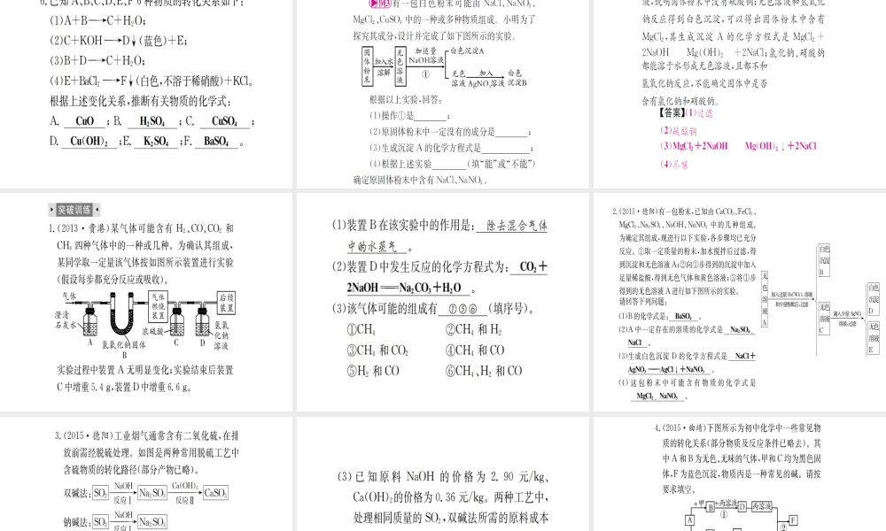 （广西专版）中考化学 第二篇 专题突破 热点三 物质的推断课件-人教版初中九年级全册化学课件