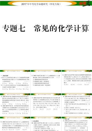 （怀化专版）中考化学命题研究 第二编 重点题型突破篇 专题七 常见的化学计算（精练）课件-人教版初中九年级全册化学课件