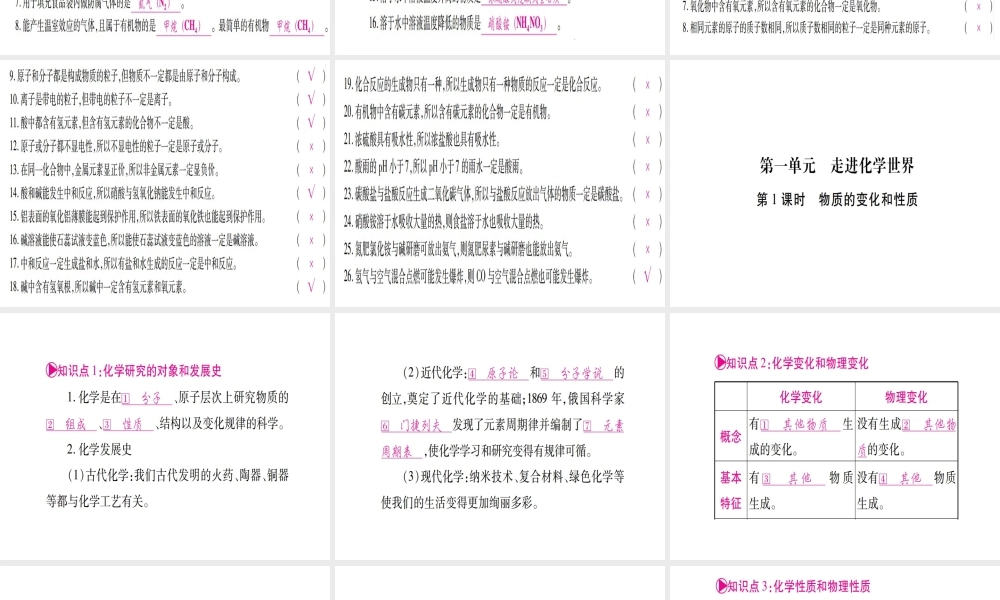 （广西专版）中考化学 第一部分 教材系统复习 第1单元 走进化学世界教学讲解课件 新人教版-新人教版初中九年级全册化学课件