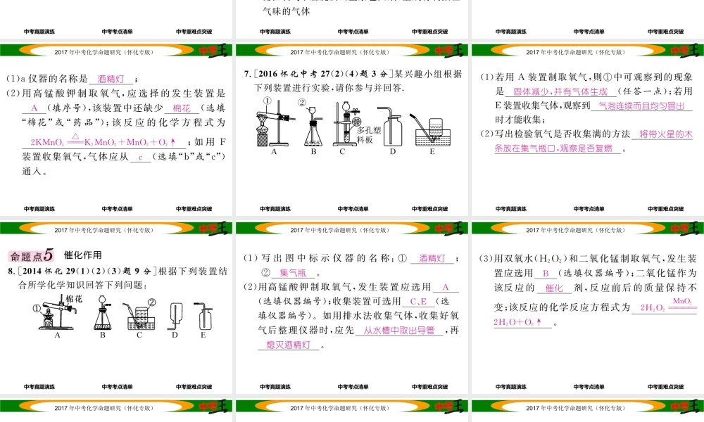 （怀化专版）中考化学命题研究 第一编 教材知识梳理篇 第二单元 我们周围的空气（精讲）课件-人教版初中九年级全册化学课件