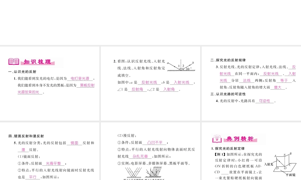 （成都专用）秋八年级物理上册 第4章 在光的世界里 第2节 光的反射定律（精讲）课件 （新版）教科版-（新版）教科版初中八年级上册物理课件