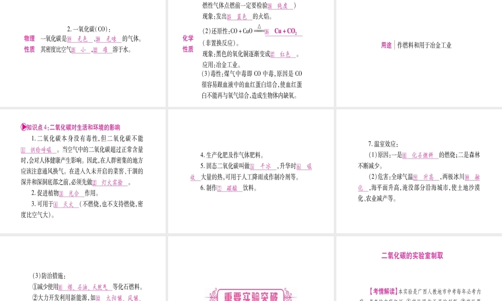 （广西专版）中考化学 第一部分 教材系统复习 第6单元 碳和碳的氧化物教学讲解课件 新人教版-新人教版初中九年级全册化学课件