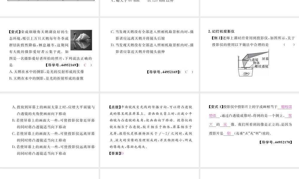 （成都专用）秋八年级物理上册 第4章 在光的世界里 第5节 第3课时 透镜成像规律的应用（精讲）课件 （新版）教科版-（新版）教科版初中八年级上册物理课件