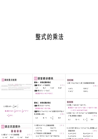 （广东专用）秋八年级数学上册 第十四章《整式的乘法与因式分解》14.1 整式的乘法 14.1.4 整式的乘法（1）课件 （新版）新人教版-（新版）新人教版初中八年级上册数学课件