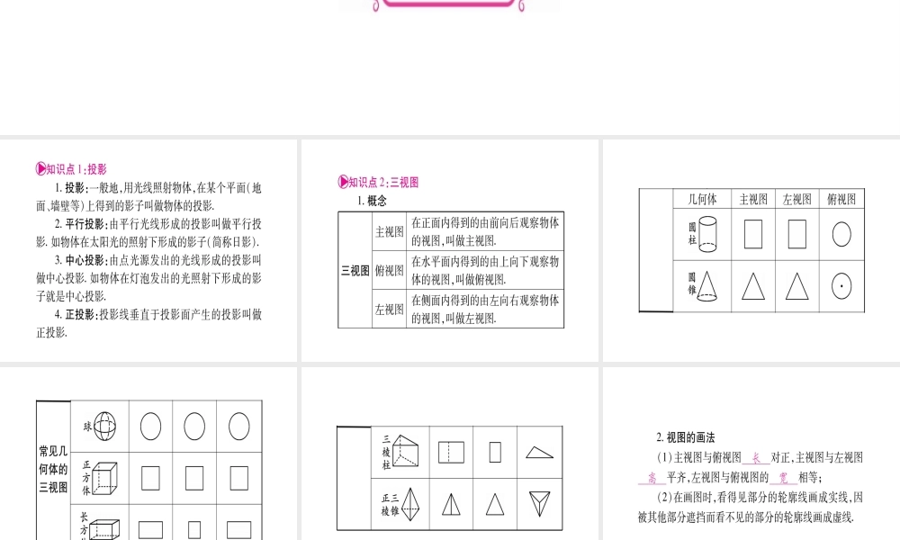 （广西北部湾专版）中考数学总复习 第一轮 考点系统复习 第7章 图形与变换 第2节 投影与视图课件 新人教版-新人教级全册数学课件