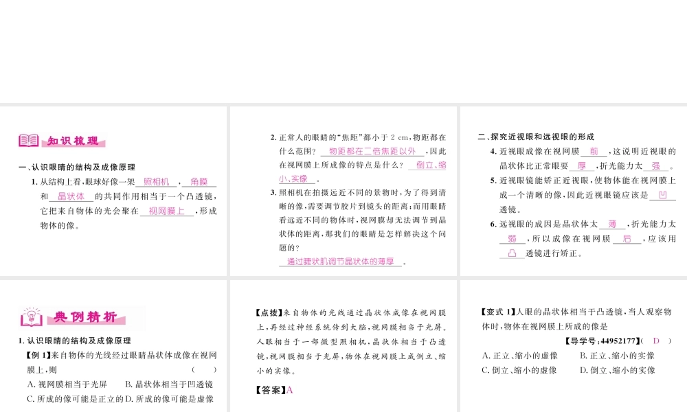（成都专用）秋八年级物理上册 第4章 在光的世界里 第6节 神奇的眼睛（精练）课件 （新版）教科版-（新版）教科版初中八年级上册物理课件
