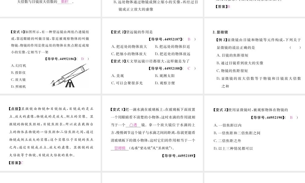 （成都专用）秋八年级物理上册 第4章 在光的世界里 第7节 通过透镜看世界（精练）课件 （新版）教科版-（新版）教科版初中八年级上册物理课件