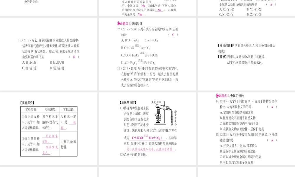 （广西专版）中考化学 第一篇 考点系统复习 第八单元 金属和金属材料课件-人教版初中九年级全册化学课件