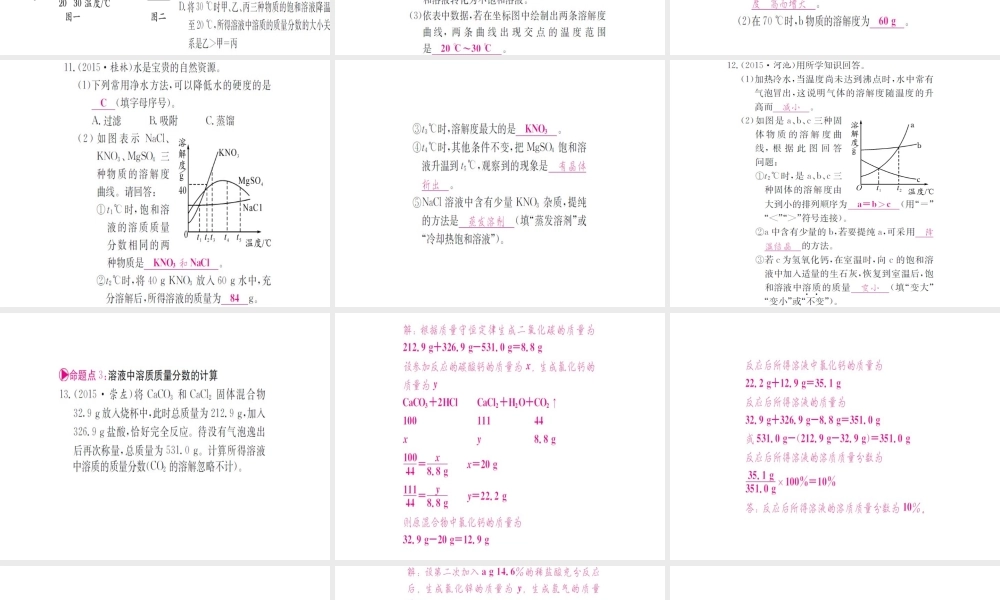 （广西专版）中考化学 第一篇 考点系统复习 第九单元 溶液课件-人教版初中九年级全册化学课件