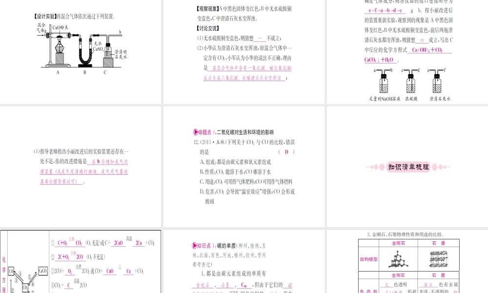 （广西专版）中考化学 第一篇 考点系统复习 第六单元 碳和碳的氧化物课件-人教版初中九年级全册化学课件