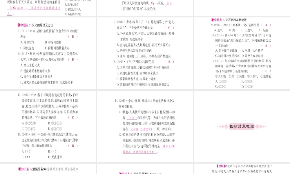 （广西专版）中考化学 第一篇 考点系统复习 第七单元 燃料及其利用课件-人教版初中九年级全册化学课件