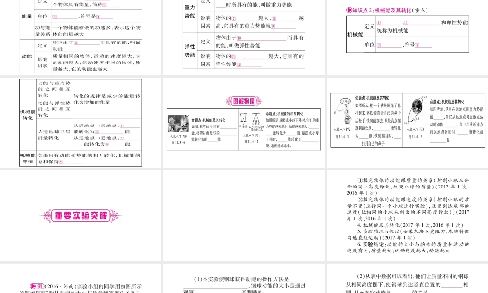 （广西北部湾专版）中考物理总复习 第1篇 教材系统 第11讲 功和机械能（第2课时）课件-人教版初中九年级全册物理课件