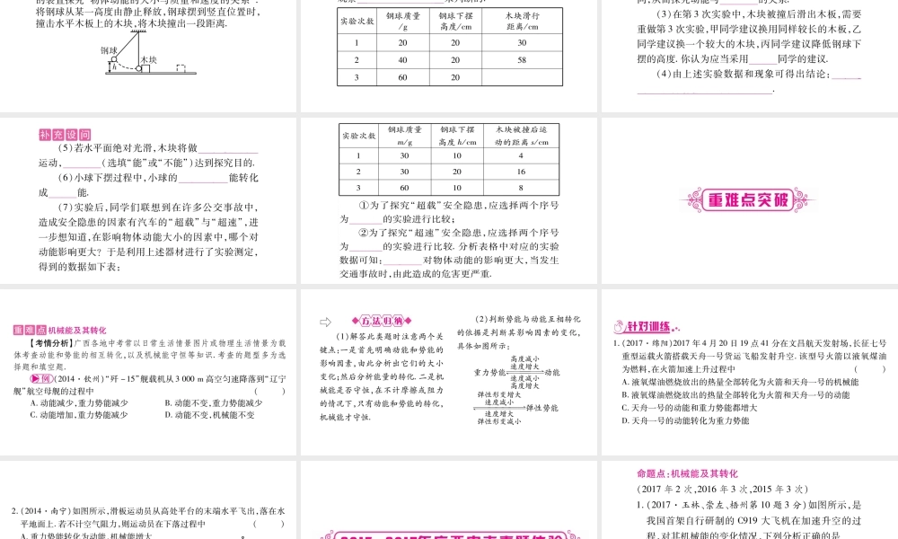 （广西北部湾专版）中考物理总复习 第1篇 教材系统 第11讲 功和机械能（第2课时）课件-人教版初中九年级全册物理课件