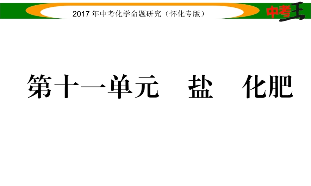 （怀化专版）中考化学命题研究 第一编 教材知识梳理篇 第十一单元 盐 化肥（精练）课件-人教版初中九年级全册化学课件