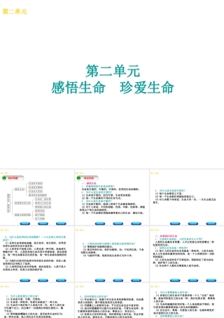 （广西北部湾专版）中考政治 八上 第二单元 感悟生命 珍爱生命知识梳理课件-人教版初中九年级全册政治课件