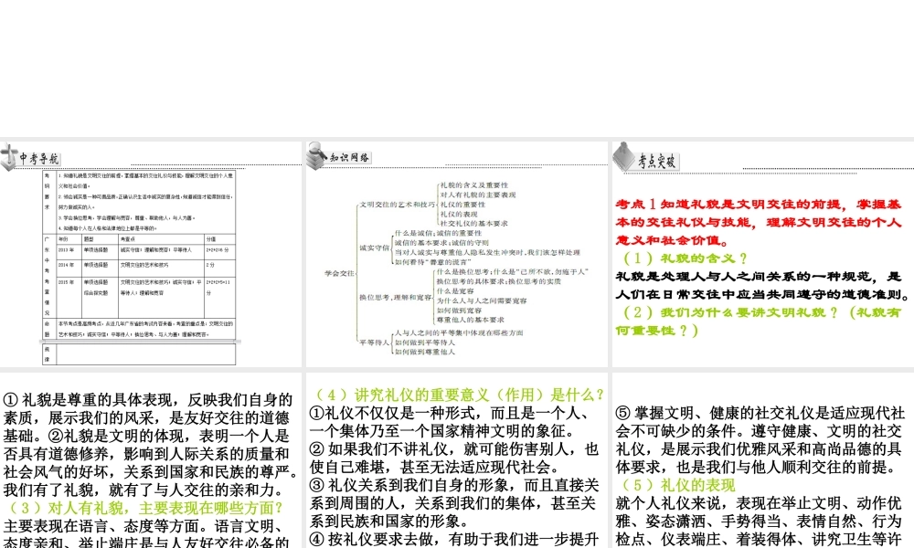 （广东省）中考政治 第二单元 第1节 学会交往复习课件-人教版初中九年级全册政治课件