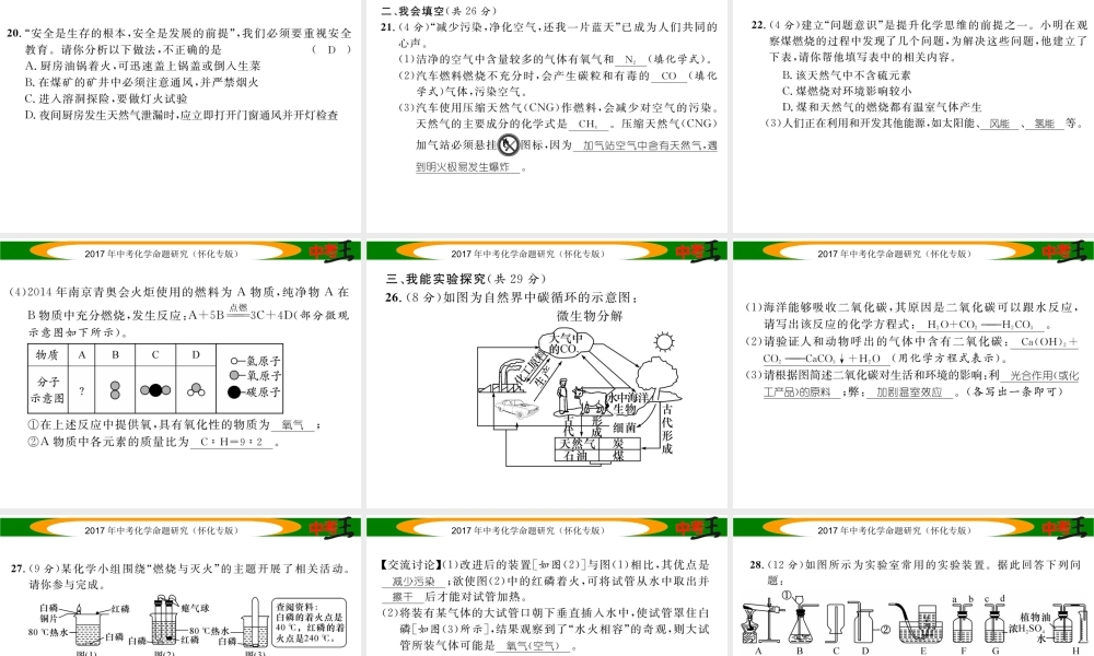 （怀化专版）中考化学命题研究 阶段综合测评（第6-7单元）课件-人教版初中九年级全册化学课件