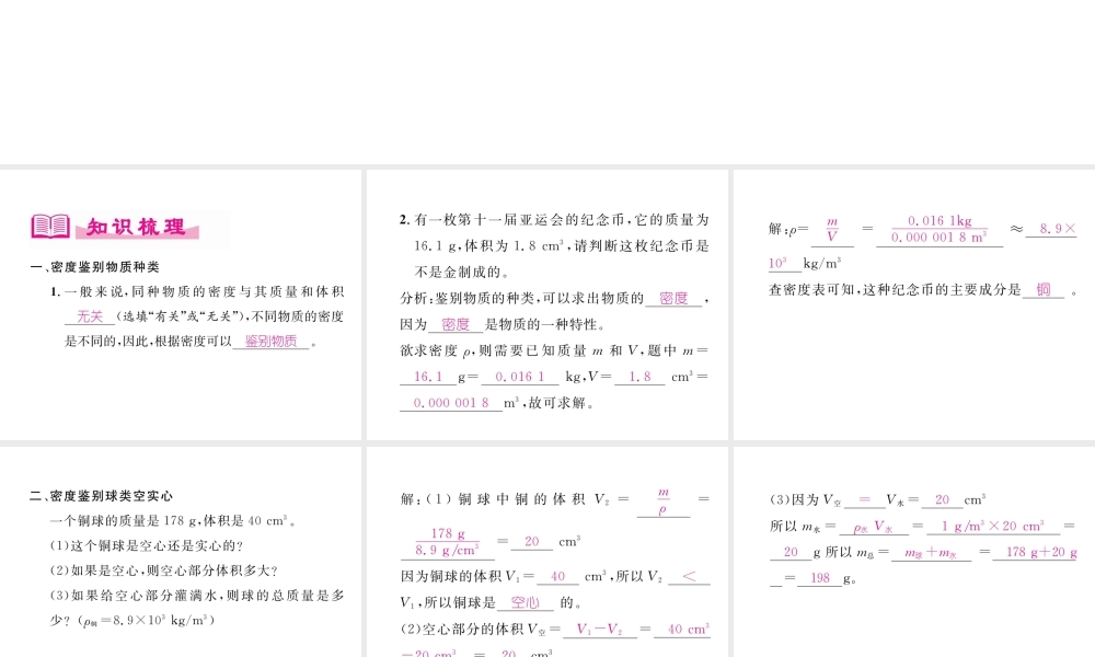 （成都专用）秋八年级物理上册 第6章 质量与密度 第2节 物质的密度 第2课时 密度的应用（精讲）课件 （新版）教科版-（新版）教科版初中八年级上册物理课件