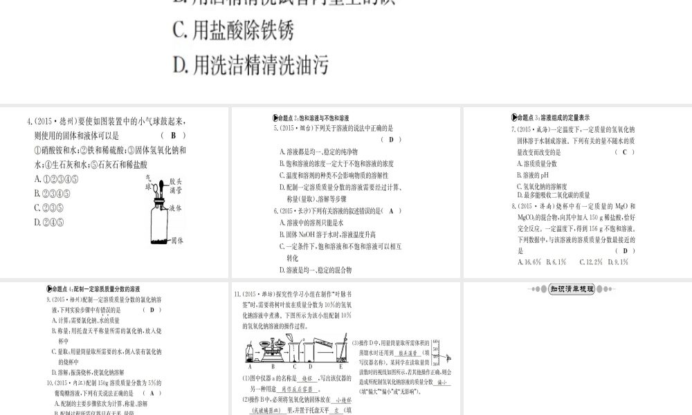 （广西专版）中考化学 考点系统复习 第三单元 溶液课件 鲁教版-鲁教版初中九年级全册化学课件