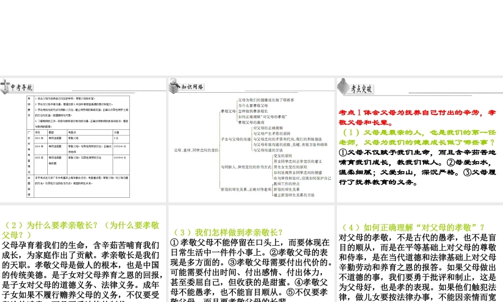 （广东省）中考政治 第二单元 第2节 父母、老师、同学之间的交往复习课件-人教版初中九年级全册政治课件