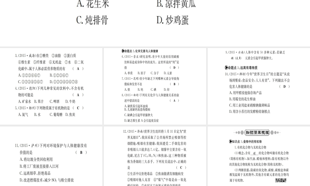 （广西专版）中考化学 考点系统复习 第十单元 化学与健康课件 鲁教版-鲁教版初中九年级全册化学课件