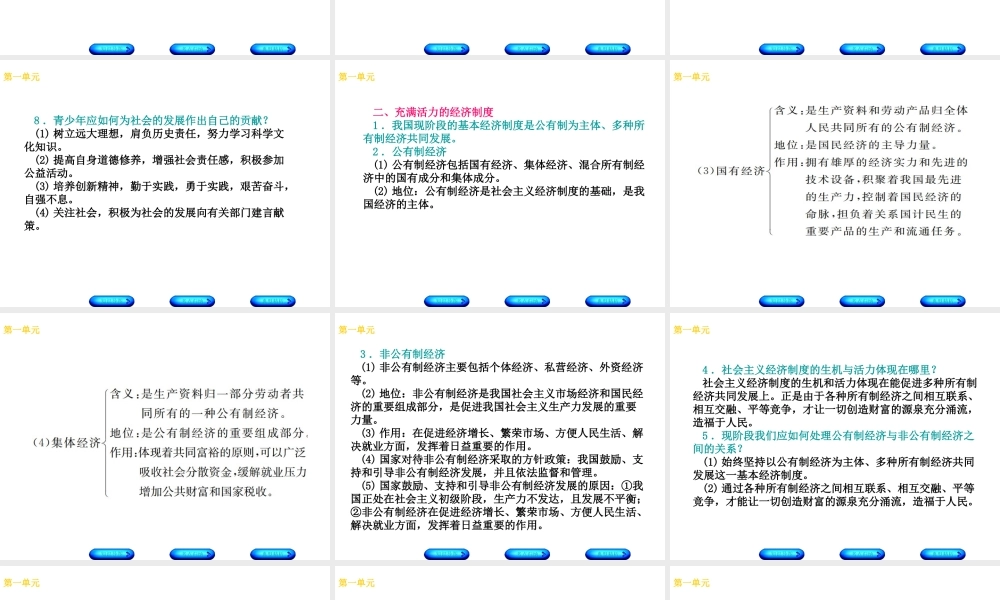 （广西北部湾专版）中考政治 八下 第一单元 生活在社会主义国家里知识梳理课件-人教版初中九年级全册政治课件