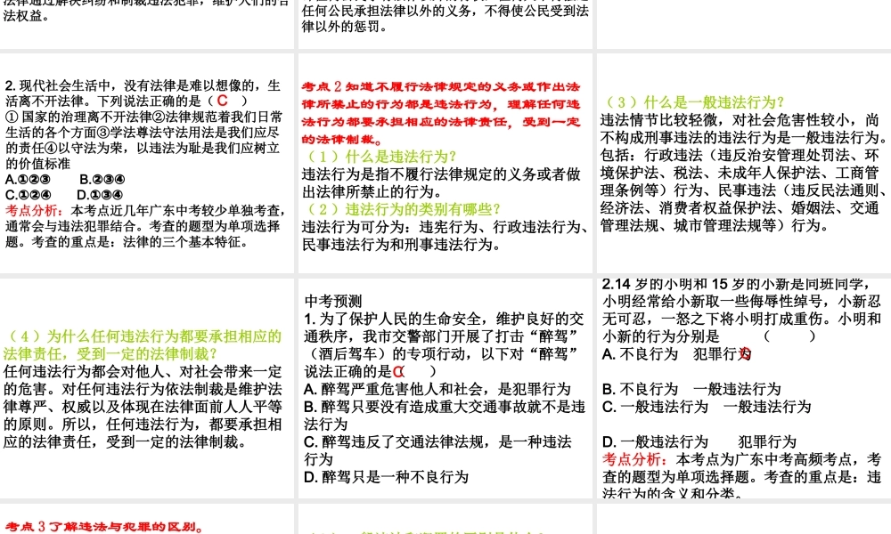 （广东省）中考政治 第三单元 第1节 学法知法守法复习课件-人教版初中九年级全册政治课件