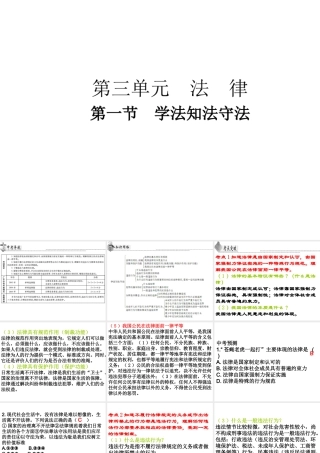 （广东省）中考政治 第三单元 第1节 学法知法守法复习课件-人教版初中九年级全册政治课件