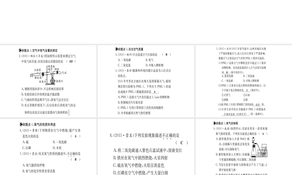 （广西专版）中考化学 考点系统复习 第四单元 我们周围的空气课件 鲁教版-鲁教版初中九年级全册化学课件