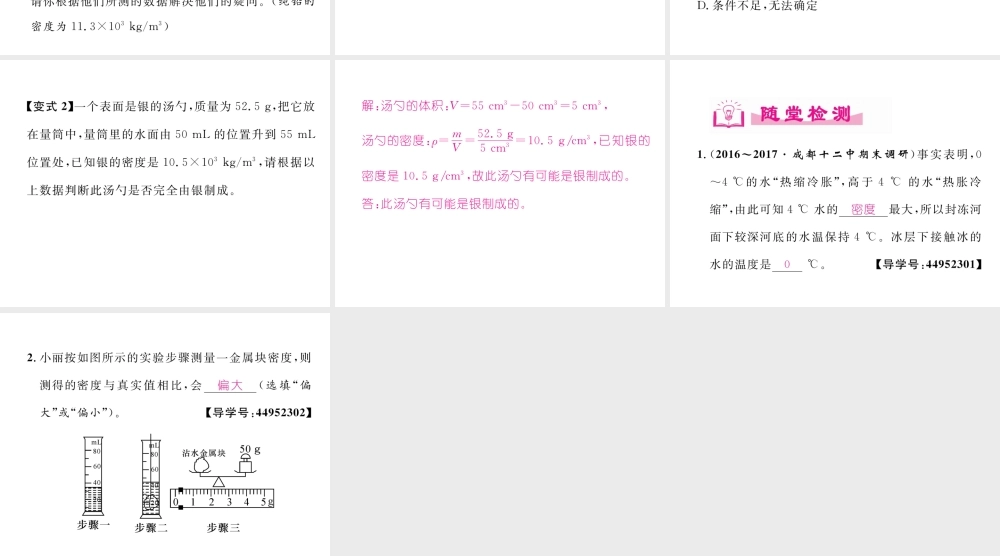 （成都专用）秋八年级物理上册 第6章 质量与密度 第4节 活动 密度知识应用交流会（精讲）课件 （新版）教科版-（新版）教科版初中八年级上册物理课件