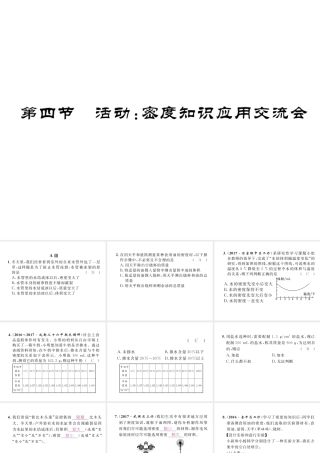 （成都专用）秋八年级物理上册 第6章 质量与密度 第4节 活动 密度知识应用交流会（精练）课件 （新版）教科版-（新版）教科版初中八年级上册物理课件