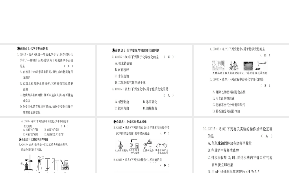 （广西专版）中考化学 考点系统复习 第一单元 步入化学殿堂课件 鲁教版-鲁教版初中九年级全册化学课件
