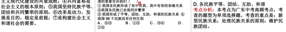 （广东省）中考政治 第四单元 第3节 民族团结统一复习课件-人教版初中九年级全册政治课件