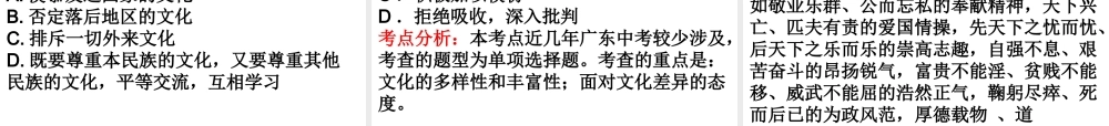 （广东省）中考政治 第四单元 第4节 传承中华文化复习课件-人教版初中九年级全册政治课件