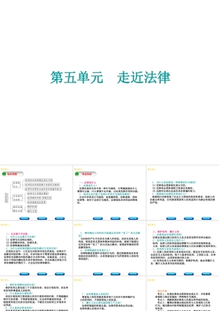（广西北部湾专版）中考政治 七上 第五单元 走进法律知识梳理课件-人教版初中九年级全册政治课件