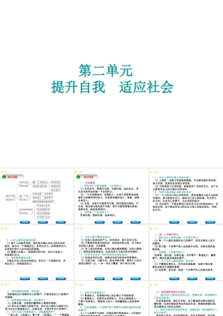 （广西北部湾专版）中考政治 七下 第二单元 提升自我 适应社会知识梳理课件-人教版初中九年级全册政治课件