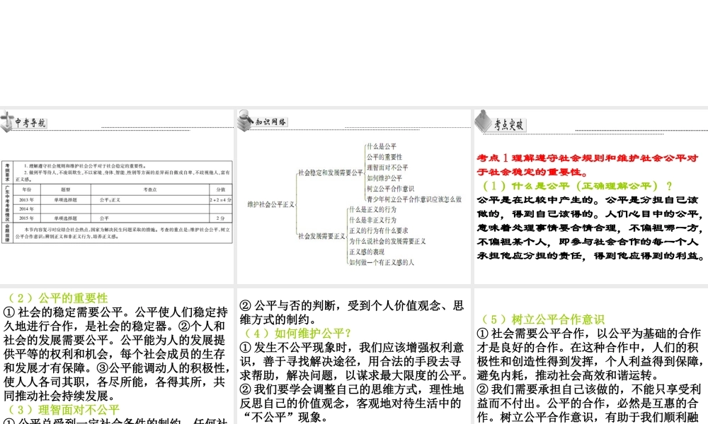 （广东省）中考政治 第五单元 第2节 维护社会公平正义复习课件-人教版初中九年级全册政治课件