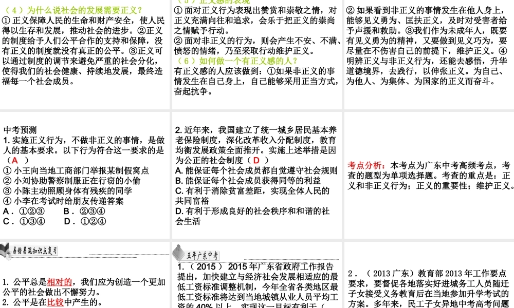 （广东省）中考政治 第五单元 第2节 维护社会公平正义复习课件-人教版初中九年级全册政治课件