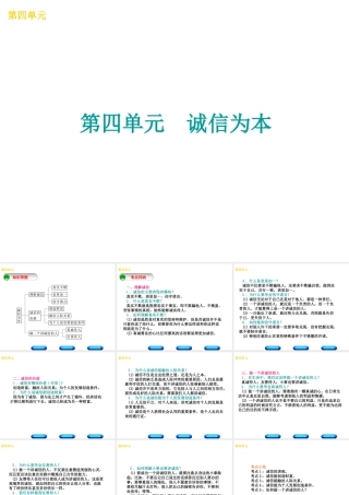 （广西北部湾专版）中考政治 七下 第四单元 诚信为本知识梳理课件-人教版初中九年级全册政治课件