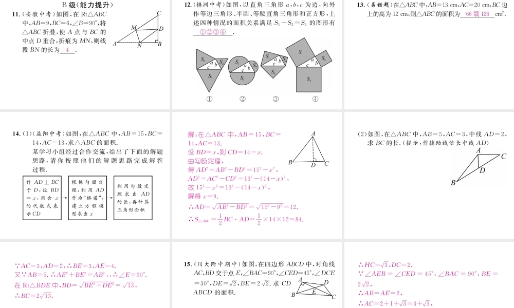 （成都专级数学下册 第1章 三角形的证明 2 直角三角形 第1课时 直角三角形的性质与判定作业课件 （新版）北师大版-（新版）北师大级下册数学课件