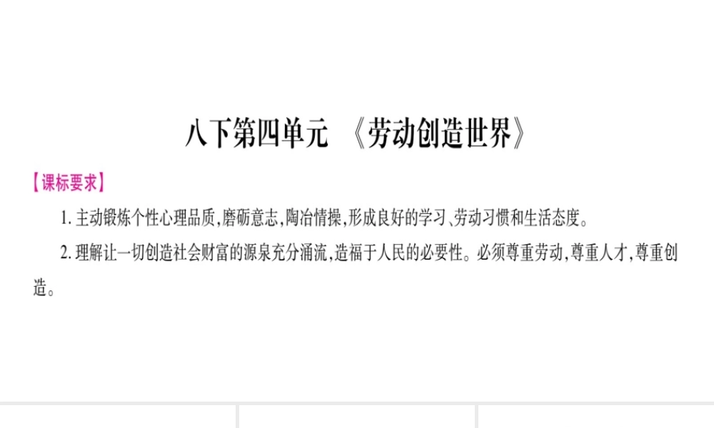 （广西专版）中考政治总复习 八下 第4单元  劳动创造世界课件-人教版初中九年级全册政治课件