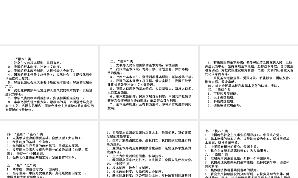 （广西北部湾专版）中考政治 拓展提升篇 核心观点归类知识梳理课件-人教版初中九年级全册政治课件