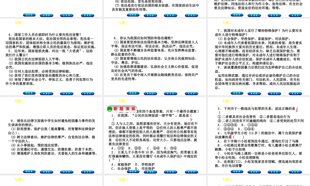 （广西北部湾专版）中考政治 知识专题突破篇二 法律与秩序知识梳理课件-人教版初中九年级全册政治课件
