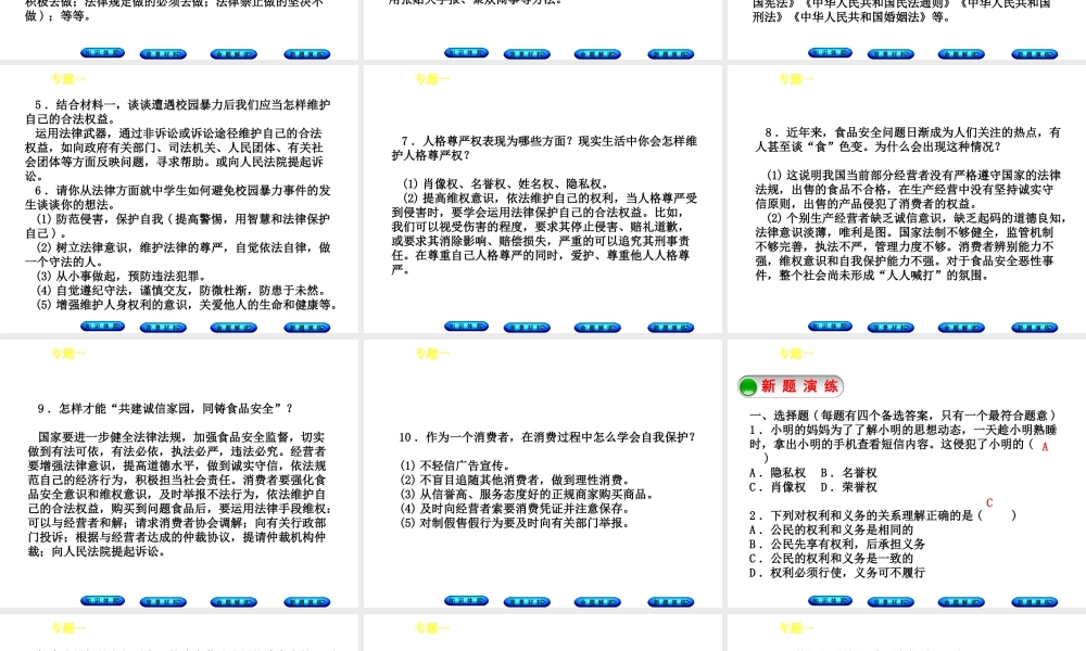 （广西北部湾专版）中考政治 知识专题突破篇一 权利与义务知识梳理课件-人教版初中九年级全册政治课件