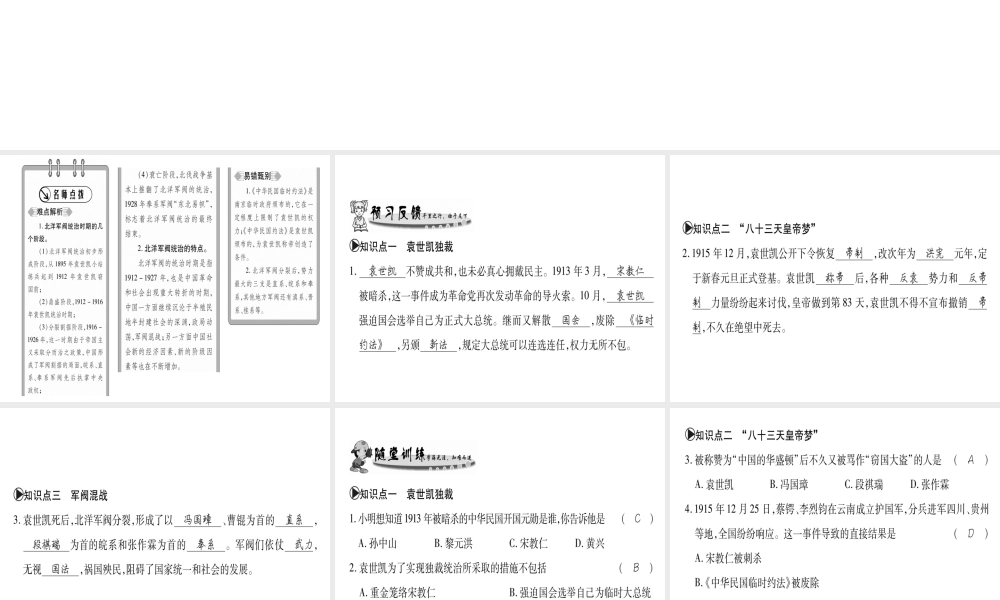 （广西专用）八年级历史上册 第二单元 辛亥革命与民国的创建 第10课 北洋军阀的统治课件 岳麓版-岳麓版初中八年级上册历史课件