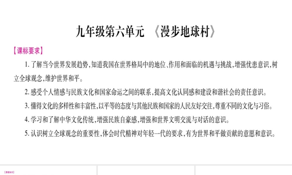 （广西专版）中考政治总复习 九年级 第6单元 漫步地球村课件-人教版初中九年级全册政治课件