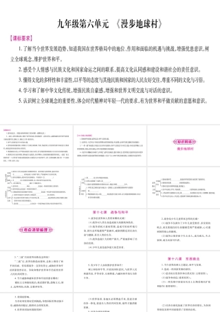 （广西专版）中考政治总复习 九年级 第6单元 漫步地球村课件-人教版初中九年级全册政治课件